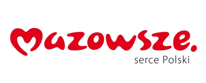 logo napis czerwony Mazowsze i dopisek serce Polski